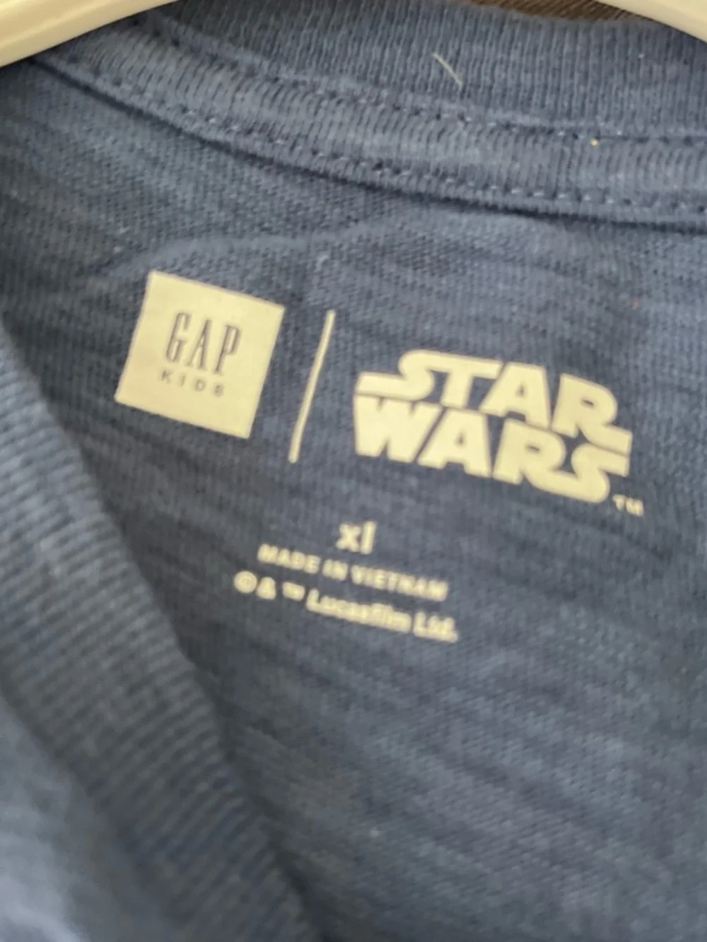GAP Navy Star Wars Short Sleeve Tee with Lightsaber Stripes